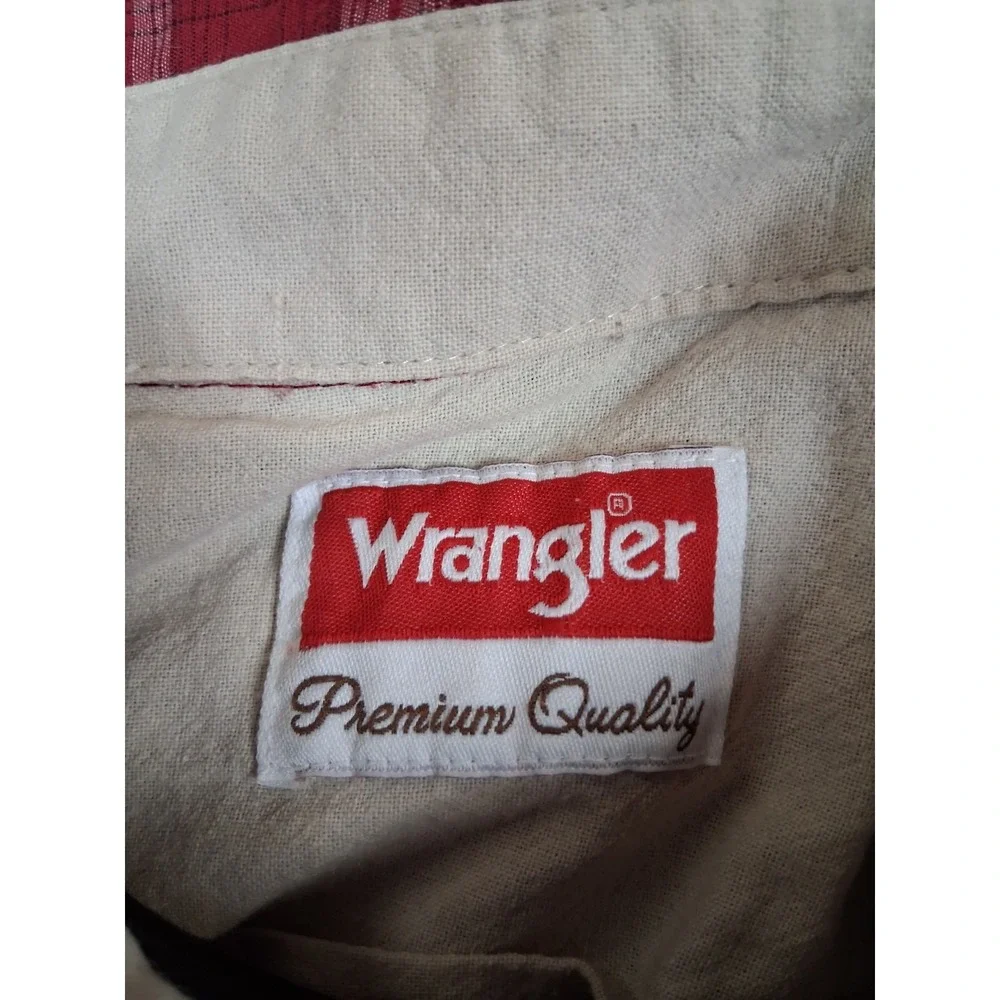 Wrangler Mens Shirt Large Red Plaid Flannel Button Down Western Rodeo Casual